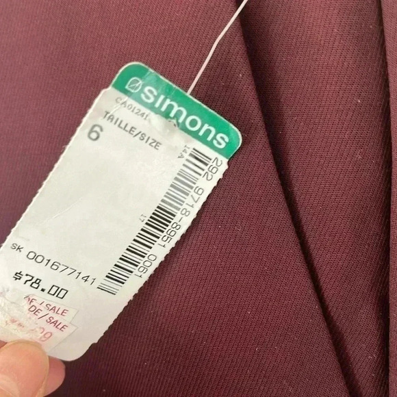 [US6]Icone Women Burgundy Rayon Blend Dress  Pant Split-hem straight-leg pant - Picture 3 of 11